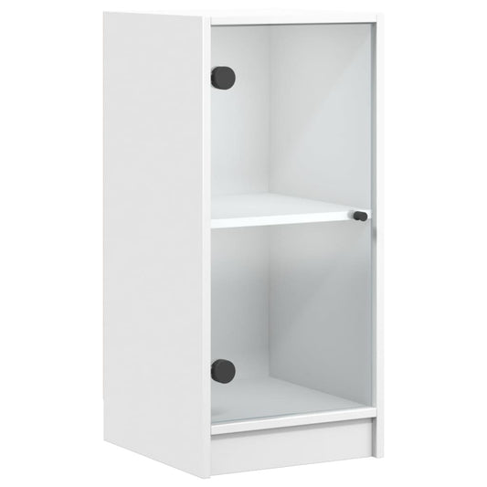 vidaXL Βοηθητικό Ντουλάπι Λευκό 35x37x75,5 εκ. με Γυάλινες Πόρτες