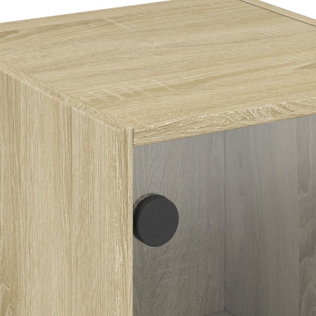 vidaXL Βοηθητικό Ντουλάπι Sonoma Δρυς 35x37x75,5εκ. με Γυάλινες Πόρτες