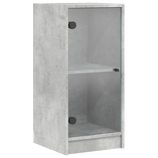 vidaXL Βοηθητικό Ντουλάπι Γκρι Σκυροδ. 35x37x75,5 εκ. Γυάλινες Πόρτες
