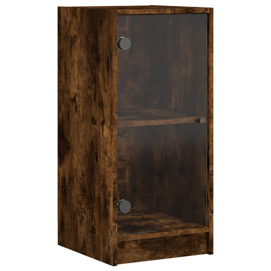 vidaXL Βοηθητικό Ντουλάπι Καπνιστή Δρυς 35x37x75,5 εκ. Γυάλινες Πόρτες