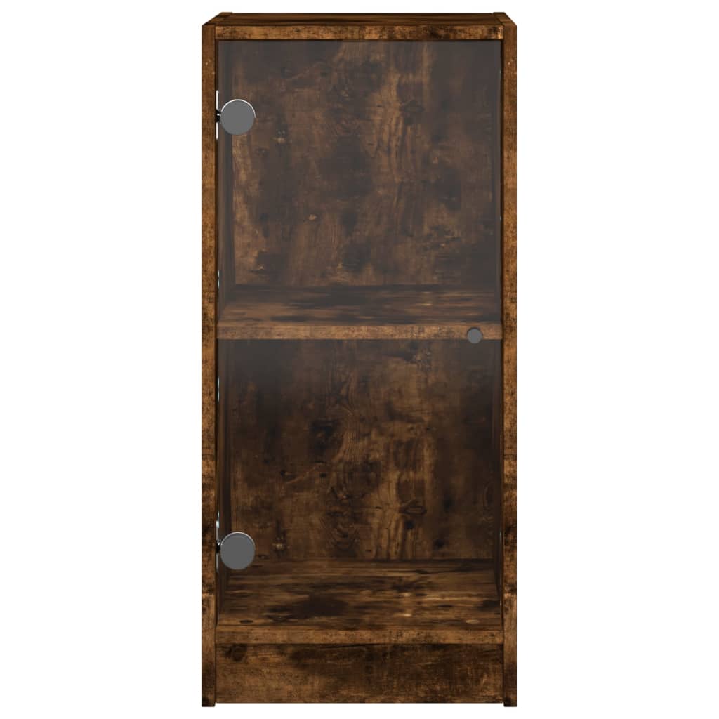 vidaXL Βοηθητικό Ντουλάπι Καπνιστή Δρυς 35x37x75,5 εκ. Γυάλινες Πόρτες