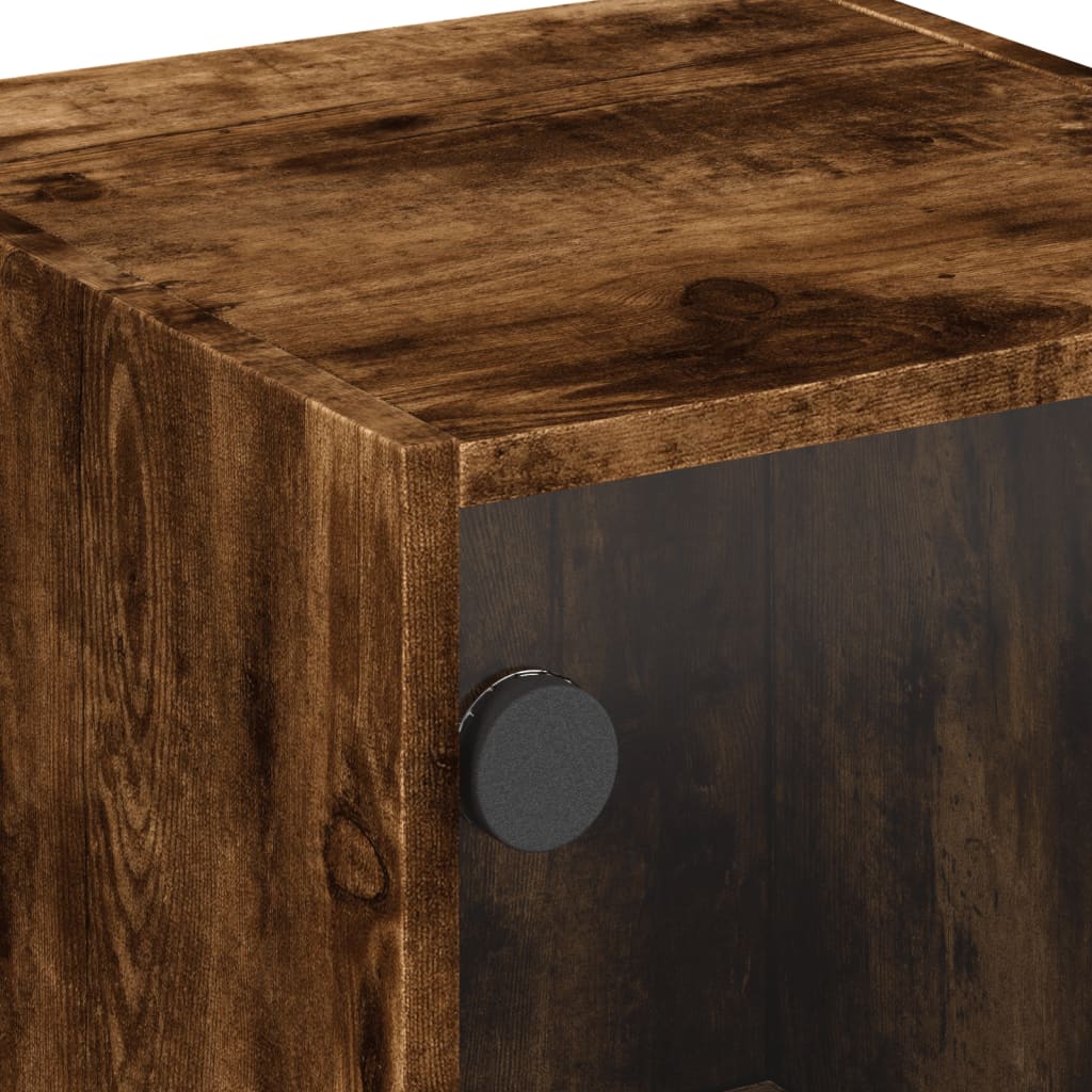 vidaXL Βοηθητικό Ντουλάπι Καπνιστή Δρυς 35x37x75,5 εκ. Γυάλινες Πόρτες