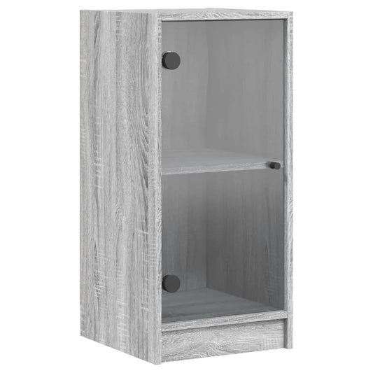 vidaXL Βοηθητικό Ντουλάπι Sonoma Γκρι 35x37x75,5εκ. με Γυάλινες Πόρτες