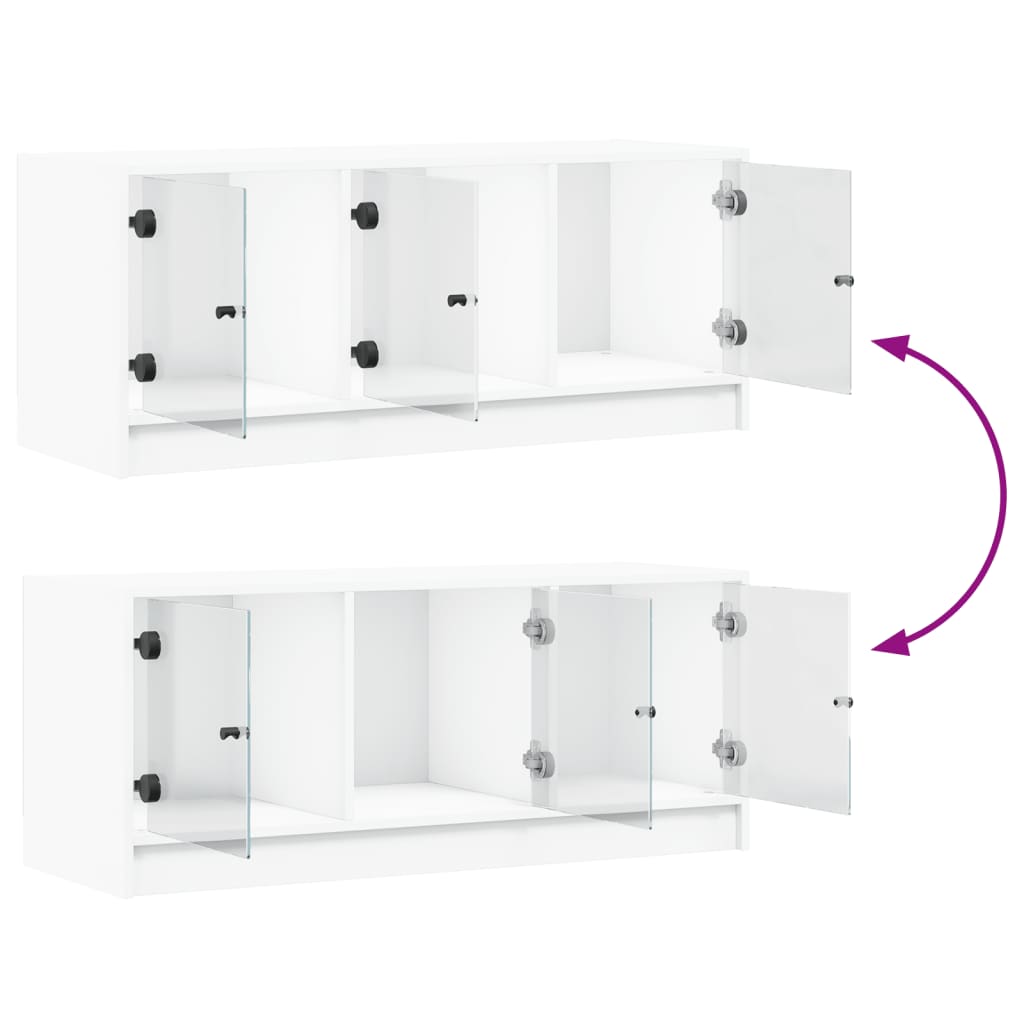 vidaXL Έπιπλο Τηλεόρασης Λευκό 102x37x42 εκ. με Γυάλινες Πόρτες