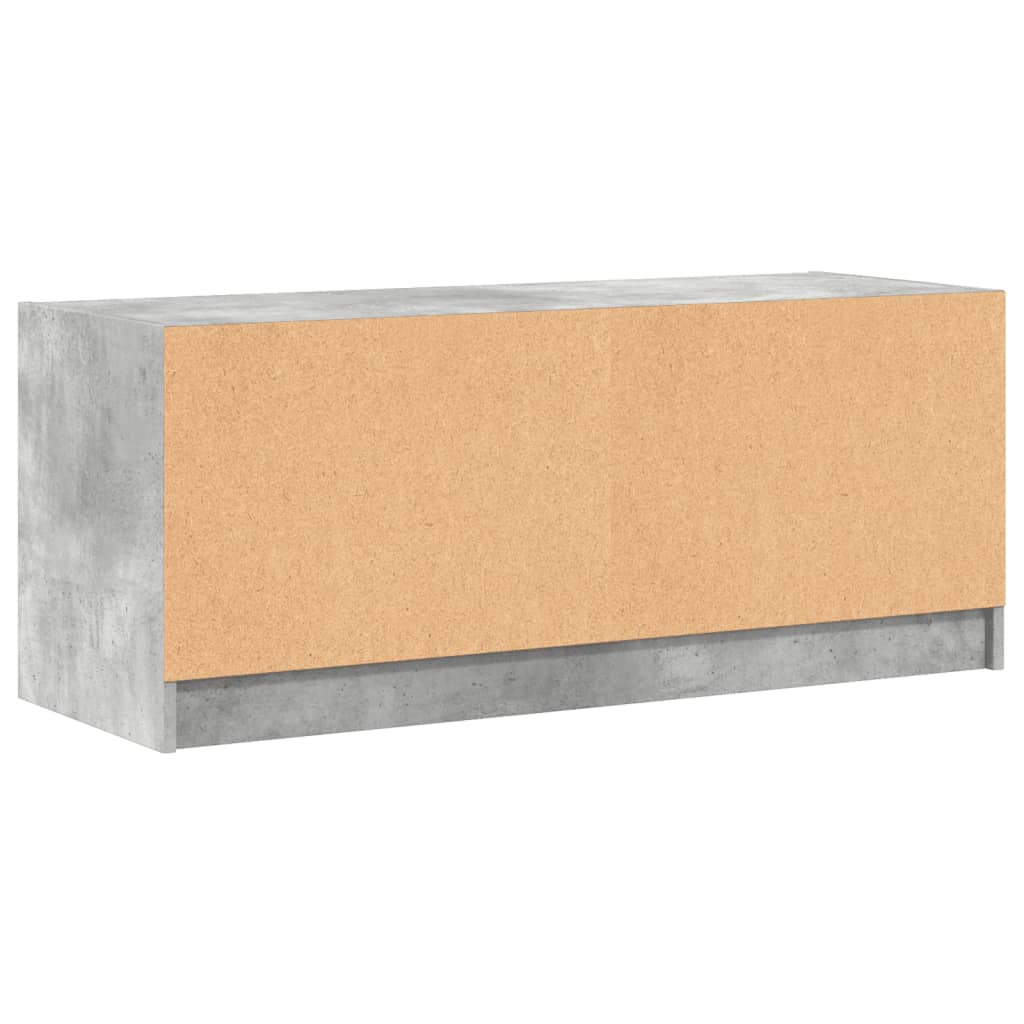 vidaXL Έπιπλο Τηλεόρασης Γκρι Σκυροδ. 102x37x42 εκ. Γυάλινες Πόρτες