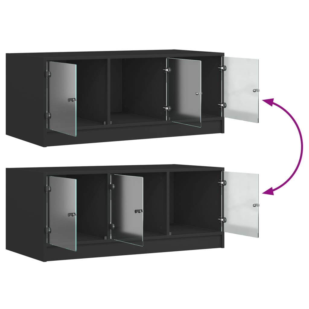 vidaXL Τραπεζάκι Σαλονιού Μαύρο 102x50x42 εκ. με Γυάλινες Πόρτες