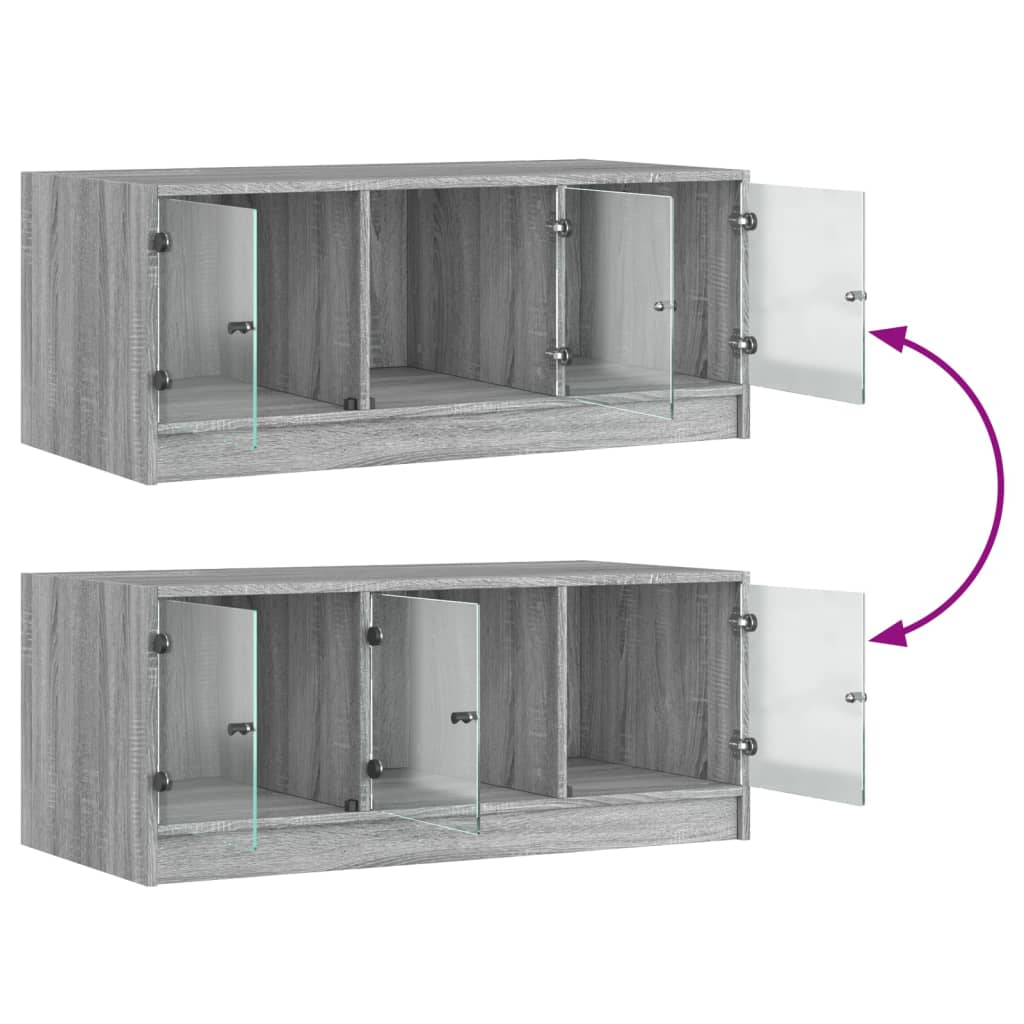 vidaXL Τραπεζάκι Σαλονιού Sonoma Γκρι 102x50x42 εκ. με Γυάλινες Πόρτες