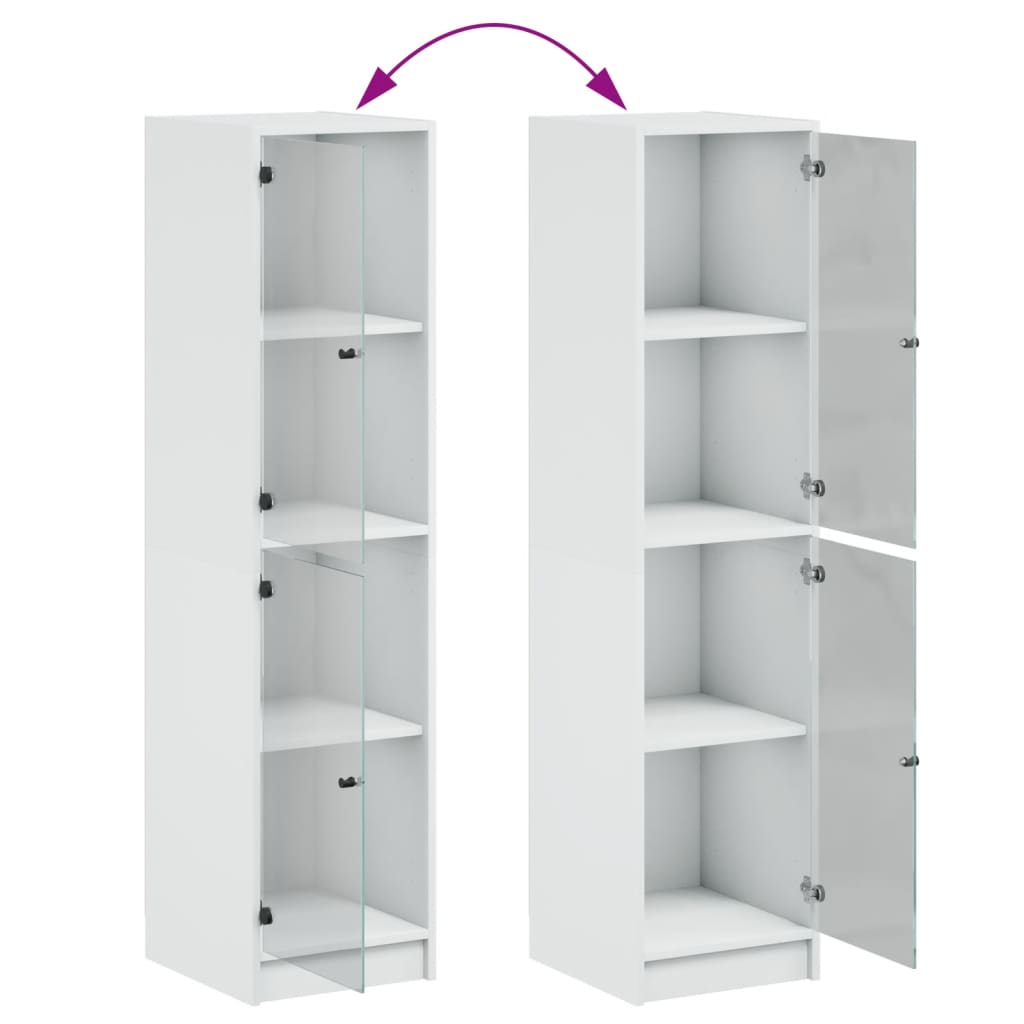 vidaXL Ντουλάπι Λευκό 35 x 37 x 142 εκ. με Γυάλινες Πόρτες