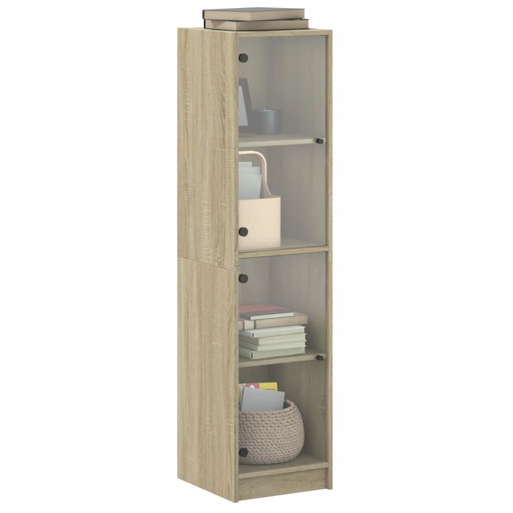 vidaXL Ντουλάπι Sonoma Δρυς 35 x 37 x 142 εκ. με Γυάλινες Πόρτες