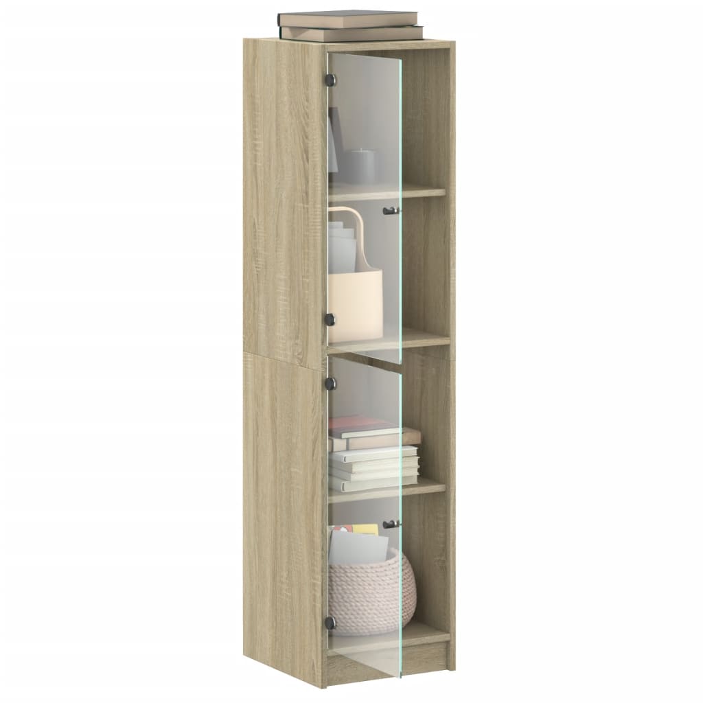 vidaXL Ντουλάπι Sonoma Δρυς 35 x 37 x 142 εκ. με Γυάλινες Πόρτες