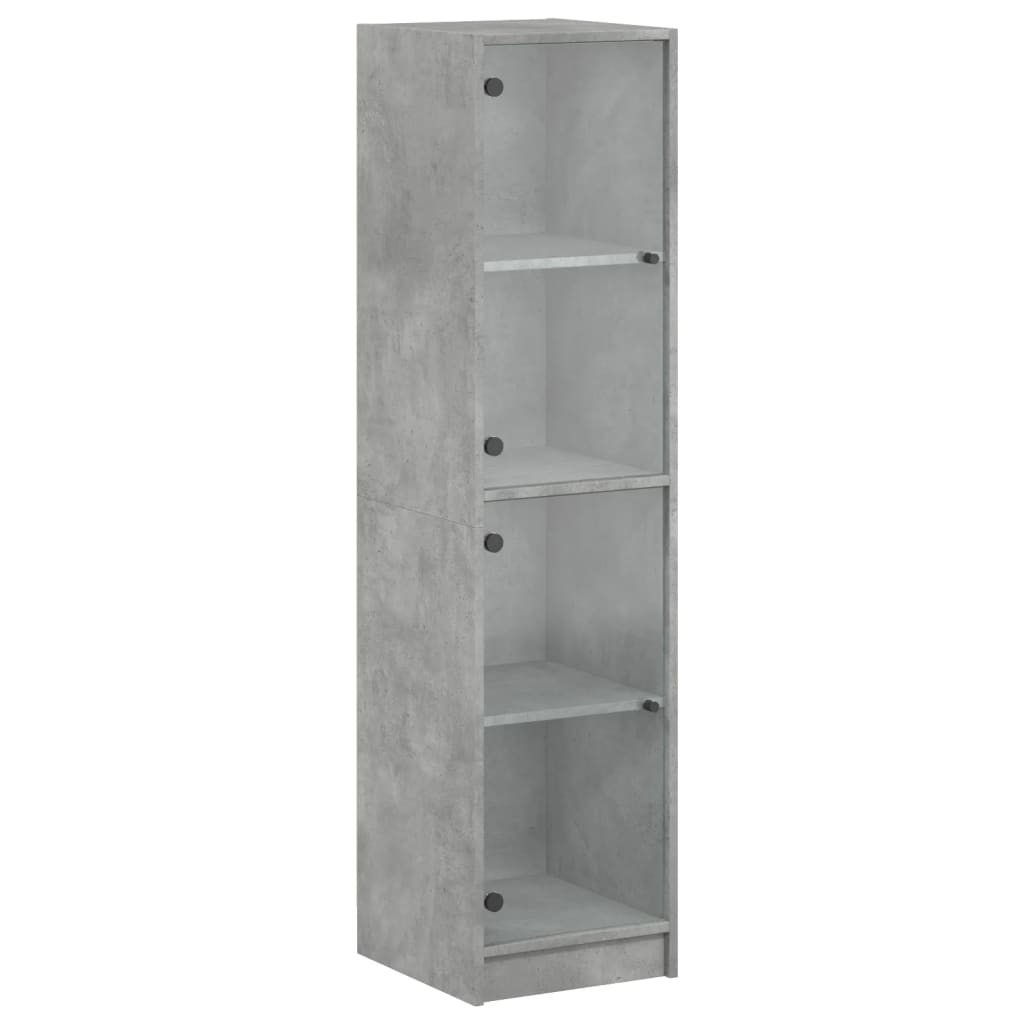 vidaXL Ντουλάπι Γκρι Σκυροδέματος 35x37x142 εκ. με Γυάλινες Πόρτες