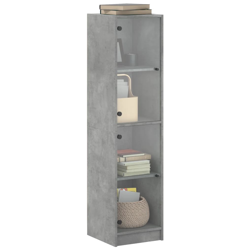 vidaXL Ντουλάπι Γκρι Σκυροδέματος 35x37x142 εκ. με Γυάλινες Πόρτες