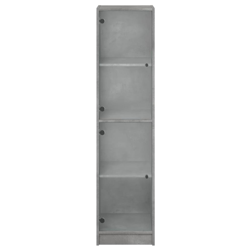 vidaXL Ντουλάπι Γκρι Σκυροδέματος 35x37x142 εκ. με Γυάλινες Πόρτες