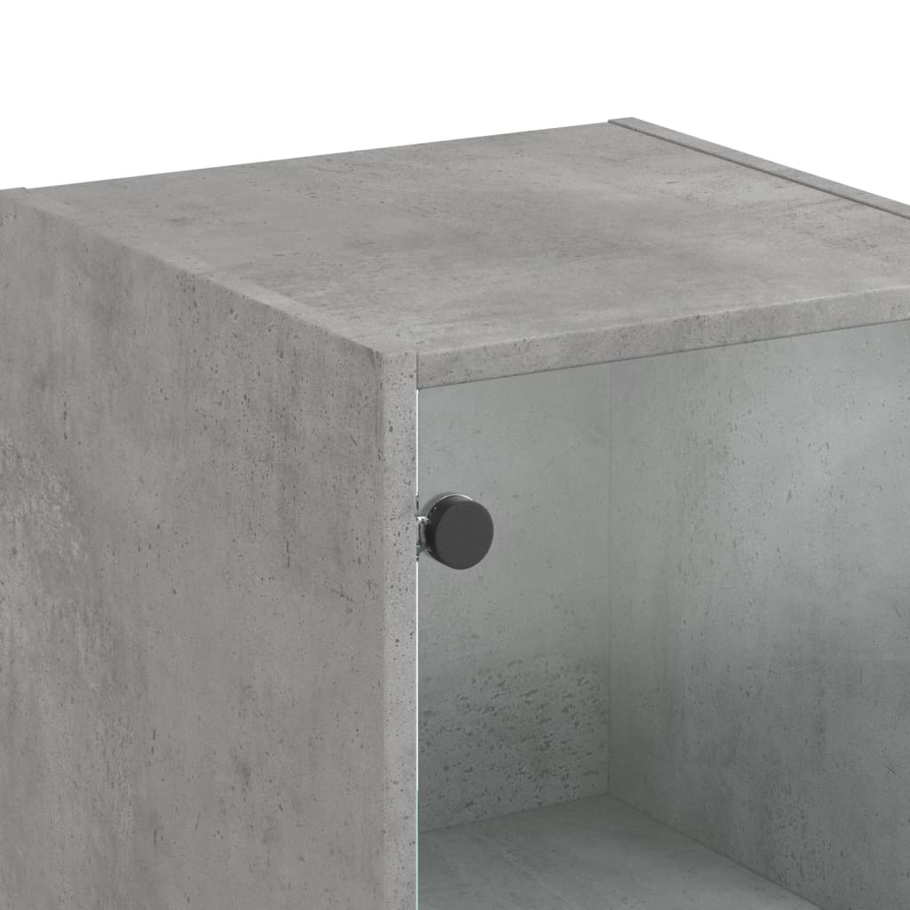 vidaXL Ντουλάπι Γκρι Σκυροδέματος 35x37x142 εκ. με Γυάλινες Πόρτες