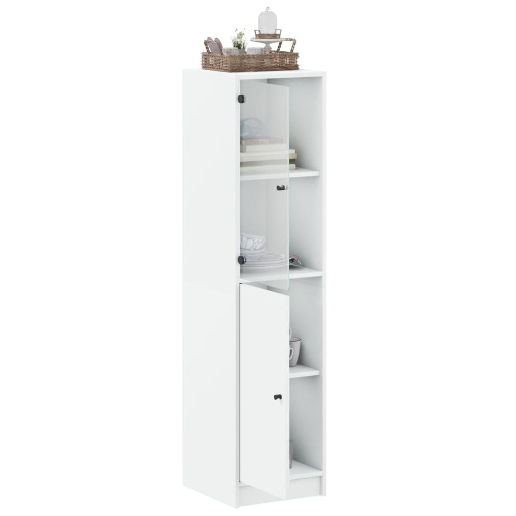 vidaXL Ντουλάπι Λευκό 35x37x142 εκ. με Γυάλινες Πόρτες