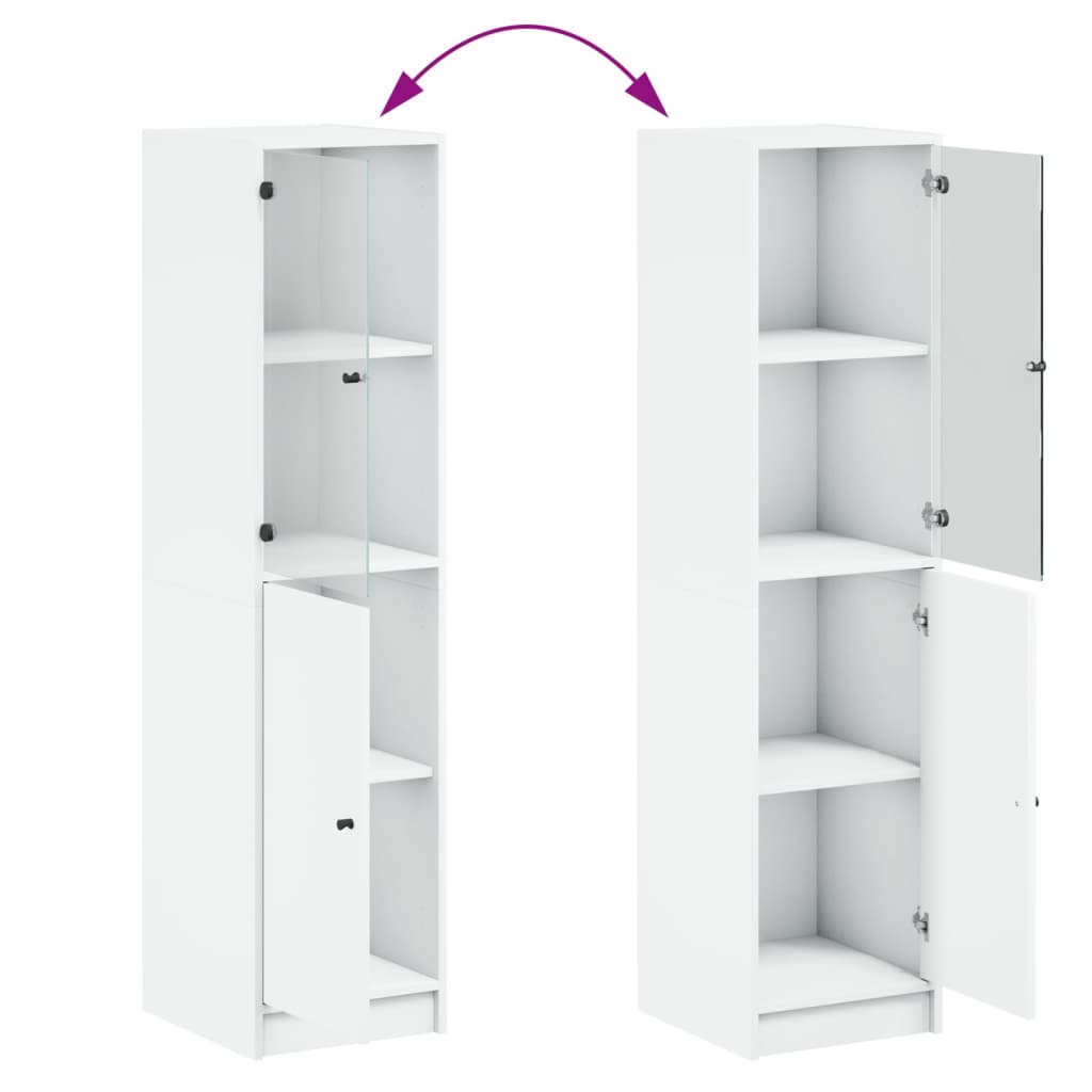 vidaXL Ντουλάπι Λευκό 35x37x142 εκ. με Γυάλινες Πόρτες