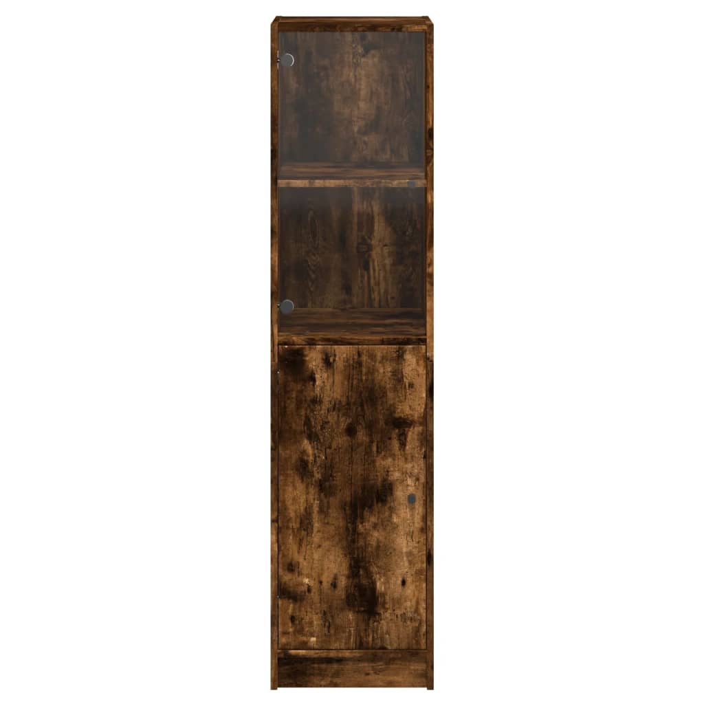 vidaXL Ντουλάπι Καπνιστή Δρυς 35x37x142 εκ. με Γυάλινη Πόρτα