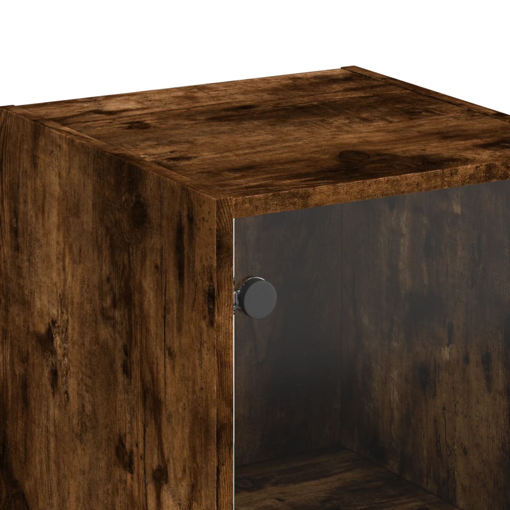 vidaXL Ντουλάπι Καπνιστή Δρυς 35x37x142 εκ. με Γυάλινη Πόρτα