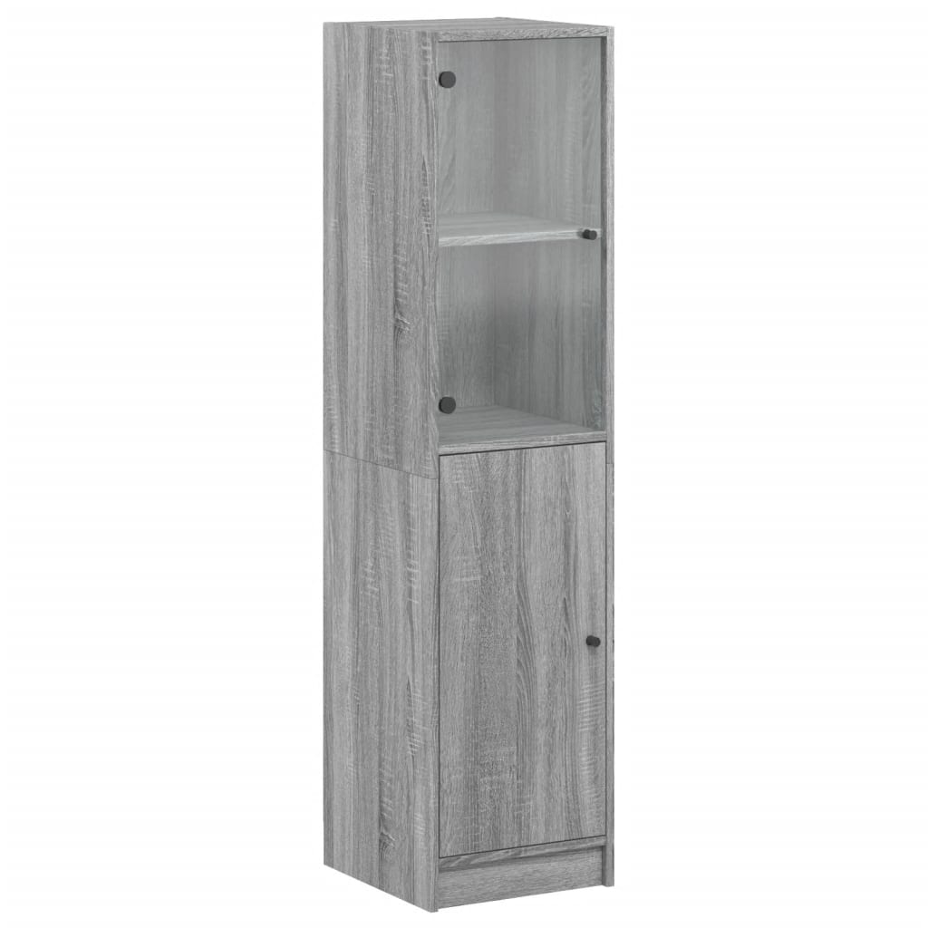 vidaXL Ντουλάπι Γκρι Sonoma 35x37x142 εκ. με Γυάλινη Πόρτα