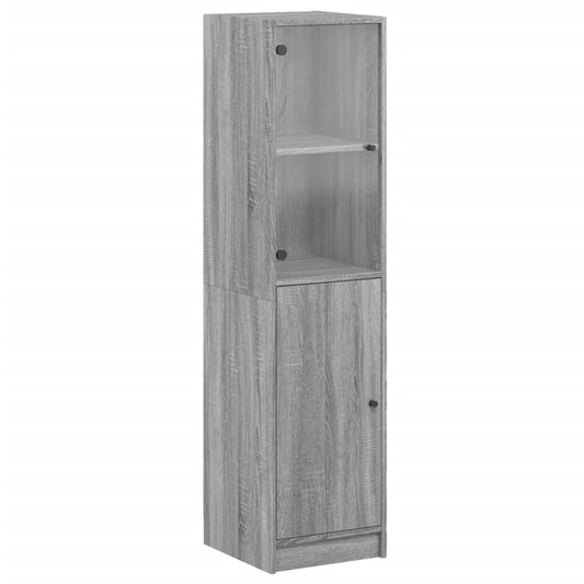 vidaXL Ντουλάπι Γκρι Sonoma 35x37x142 εκ. με Γυάλινη Πόρτα