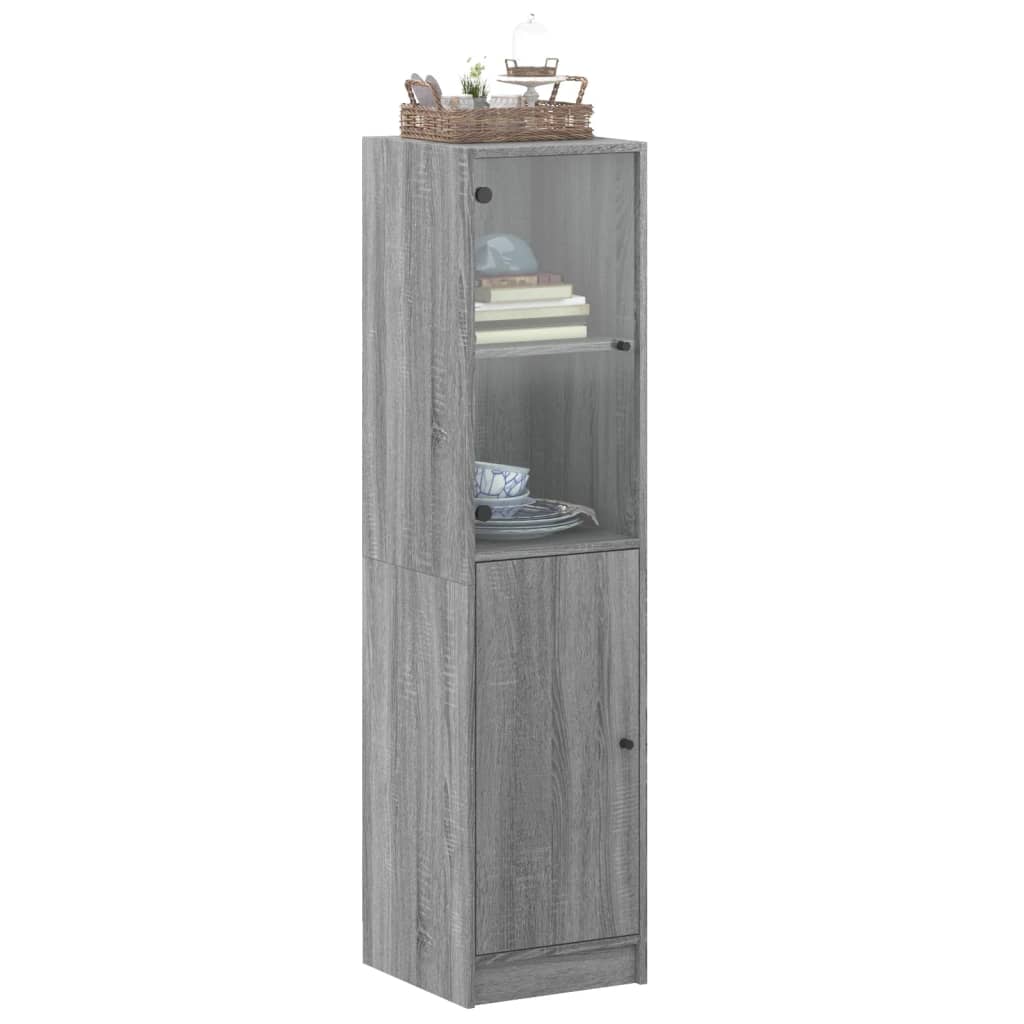 vidaXL Ντουλάπι Γκρι Sonoma 35x37x142 εκ. με Γυάλινη Πόρτα