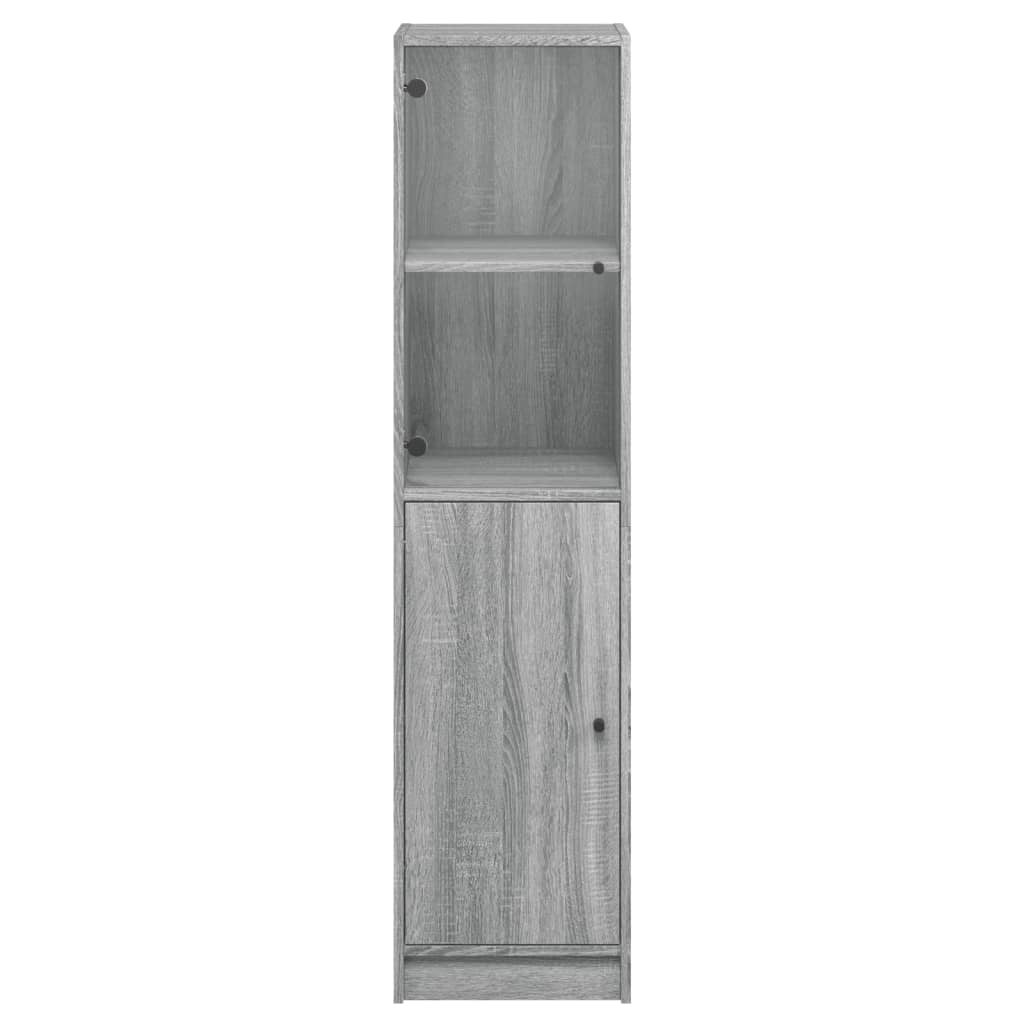 vidaXL Ντουλάπι Γκρι Sonoma 35x37x142 εκ. με Γυάλινη Πόρτα