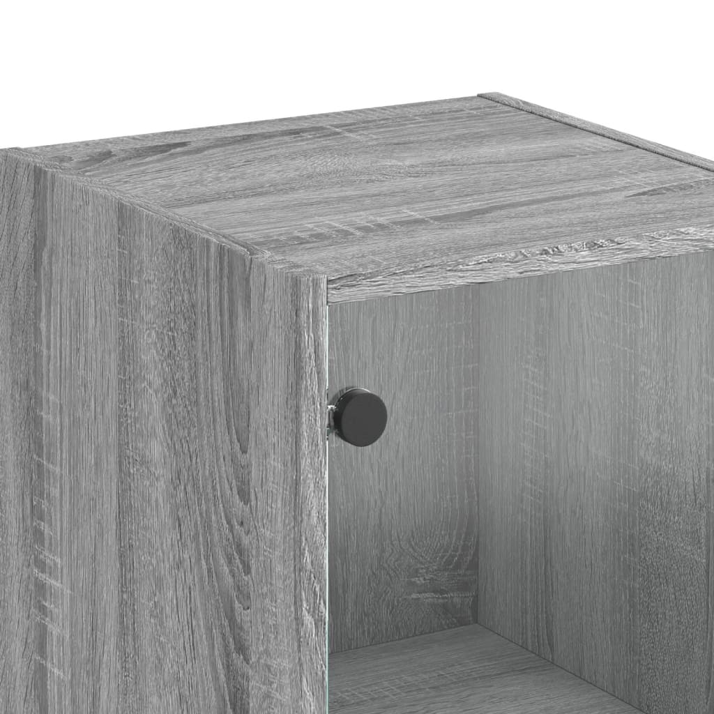 vidaXL Ντουλάπι Γκρι Sonoma 35x37x142 εκ. με Γυάλινη Πόρτα