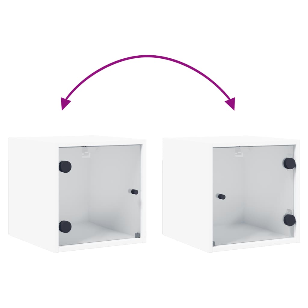 vidaXL Κομοδίνο Λευκό 35x37x35 εκ. με Γυάλινη Πόρτα