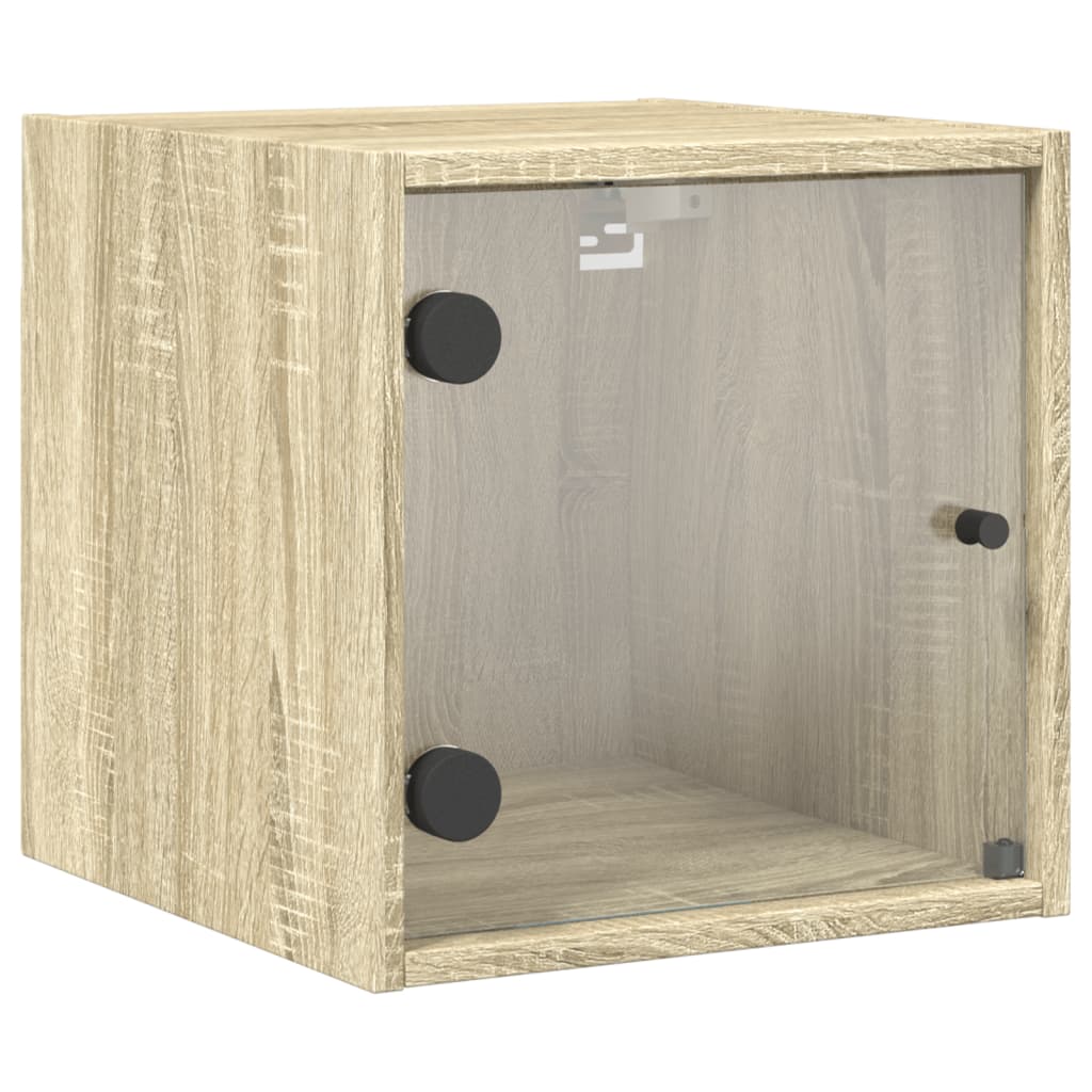 vidaXL Κομοδίνο Sonoma Δρυς 35x37x35 εκ. με Γυάλινη Πόρτα