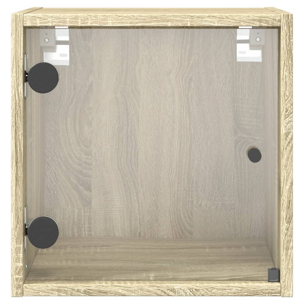 vidaXL Κομοδίνο Sonoma Δρυς 35x37x35 εκ. με Γυάλινη Πόρτα