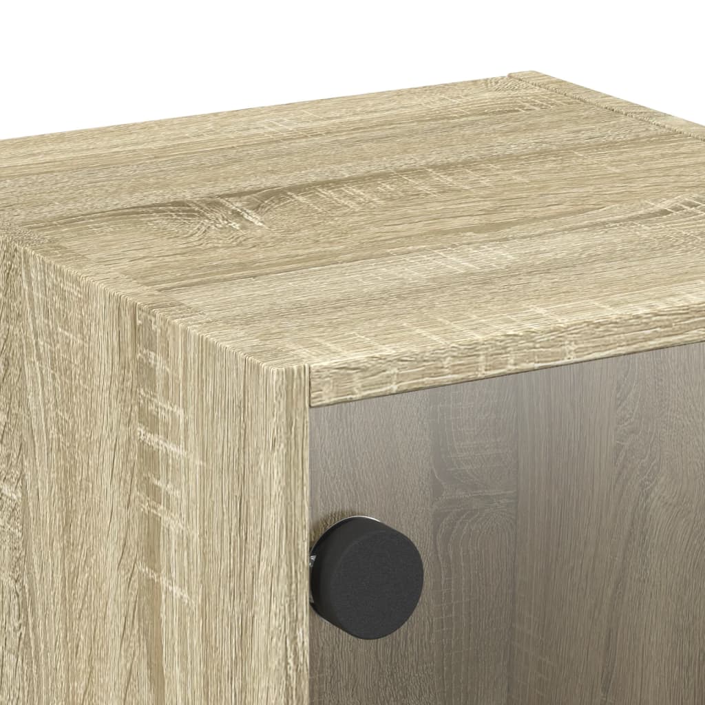 vidaXL Κομοδίνο Sonoma Δρυς 35x37x35 εκ. με Γυάλινη Πόρτα