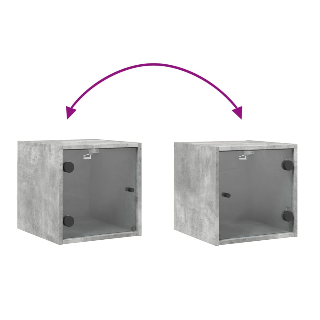 vidaXL Κομοδίνο Γκρι Σκυροδέματος 35x37x35 εκ. με Γυάλινη Πόρτα