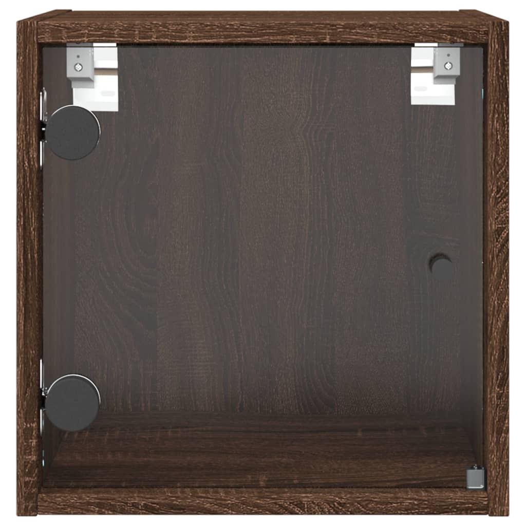 vidaXL Κομοδίνο Καφέ Δρυς 35 x 37 x 35 εκ. με Γυάλινη Πόρτα