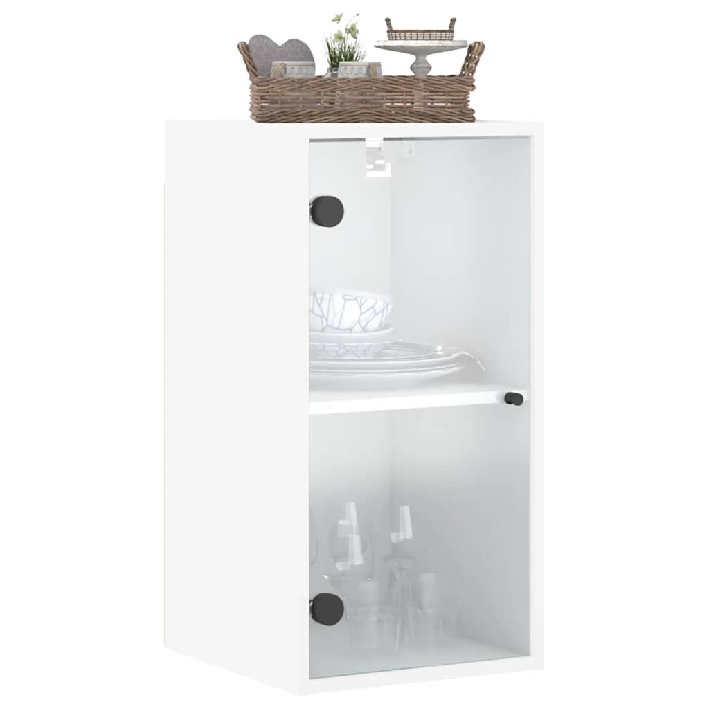 vidaXL Ντουλάπι Τοίχου Λευκό 35x37x68,5 εκ. με Γυάλινες Πόρτες