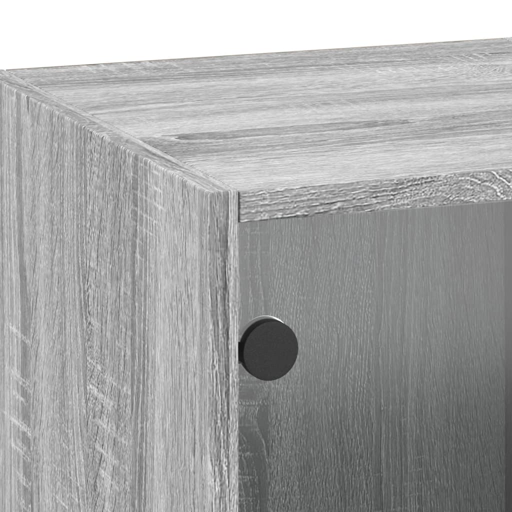 vidaXL Ντουλάπι Τοίχου Sonoma Γκρι 35x37x100 εκ. με Γυάλινες Πόρτες