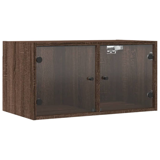 vidaXL Κομοδίνα 2 τεμ. Καφέ Δρυς 68,5x37x35 εκ. με Γυάλινες Πόρτες