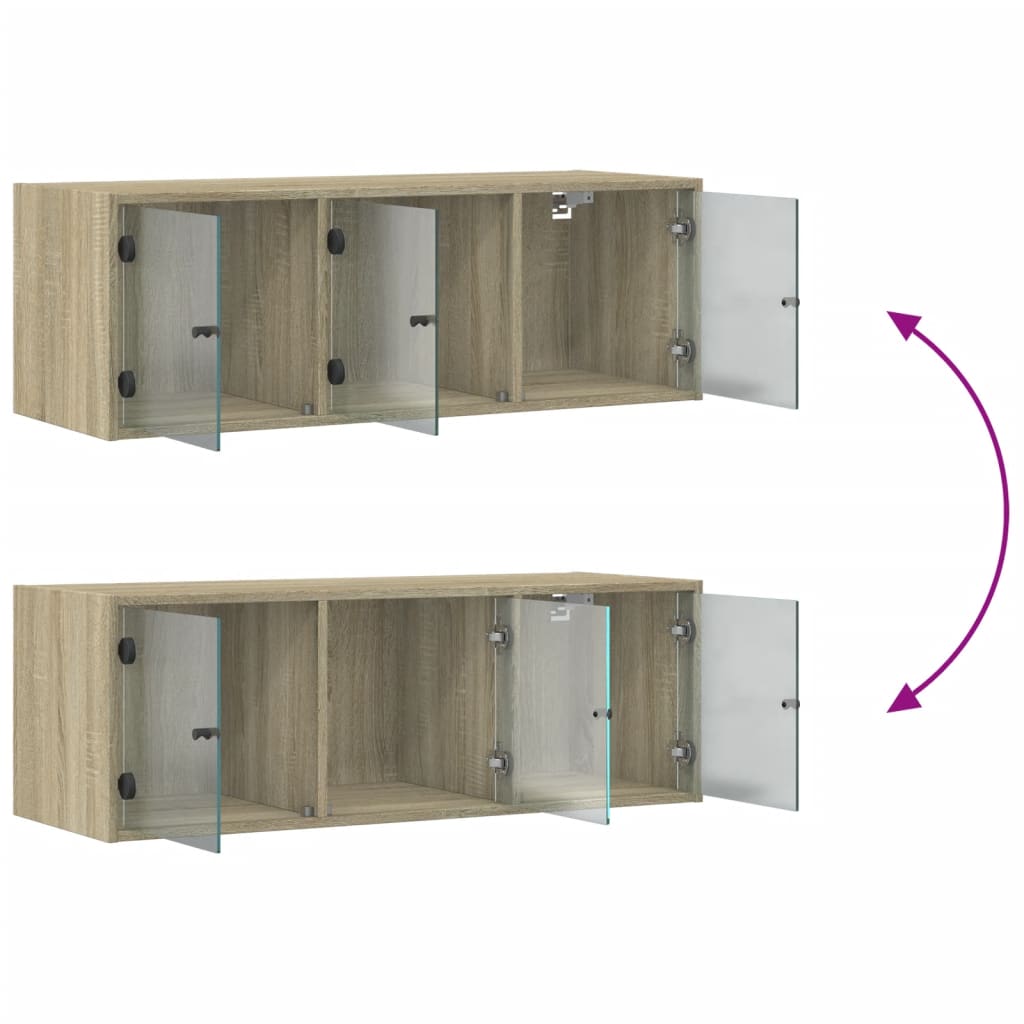 vidaXL Ντουλάπι Τοίχου Sonoma Δρυς 102x37x35 εκ. με Γυάλινες Πόρτες