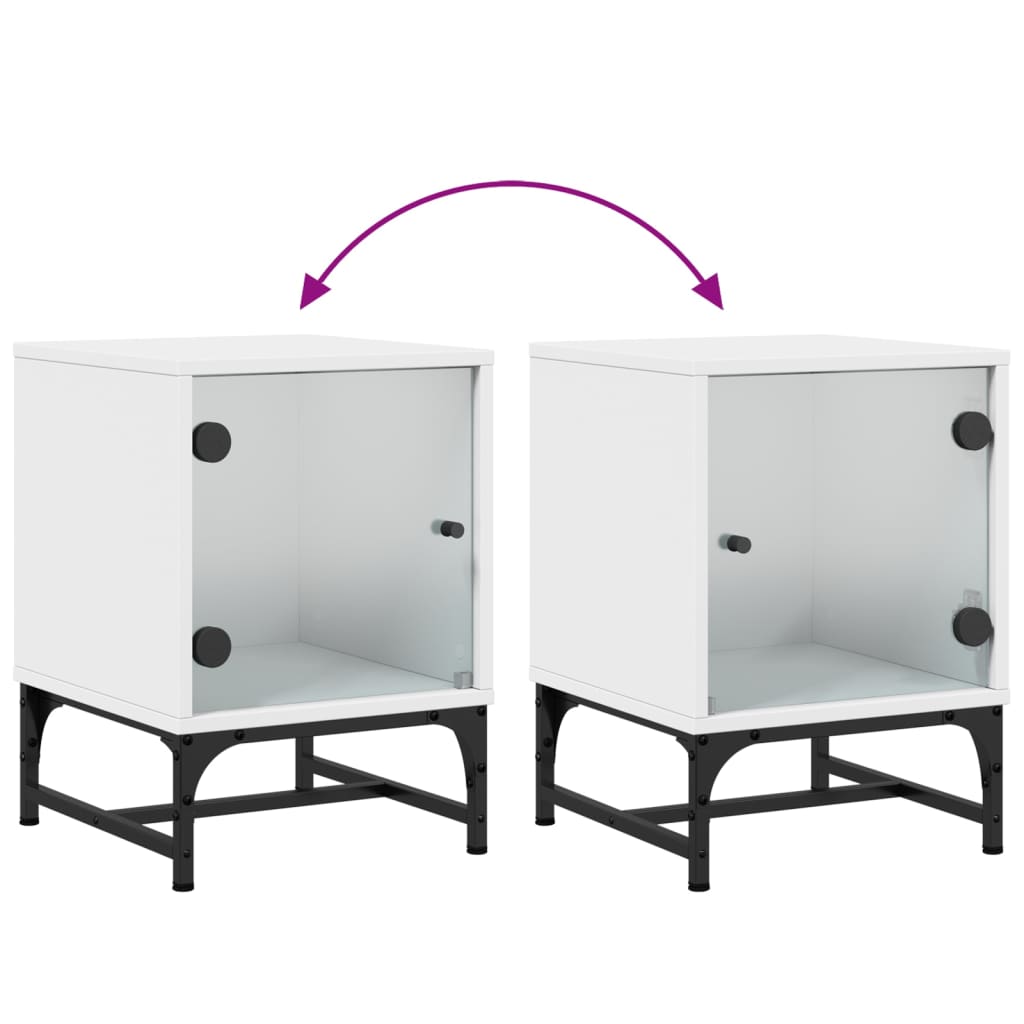 vidaXL Κομοδίνο Λευκό 35x37x50 εκ. με Γυάλινη Πόρτα