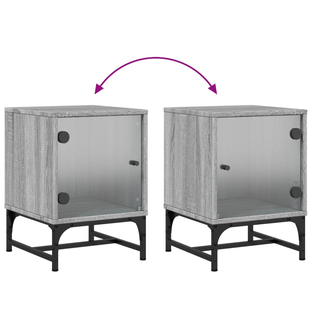 vidaXL Κομοδίνο Γκρι Sonoma 35x37x50 εκ. με Γυάλινη Πόρτα