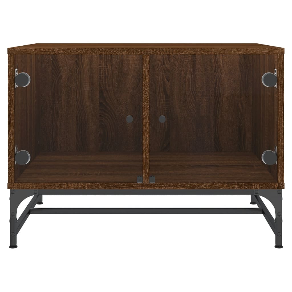 vidaXL Τραπεζάκι Σαλονιού Καφέ Δρυς 68,5x50x50 εκ. με Γυάλινες Πόρτες