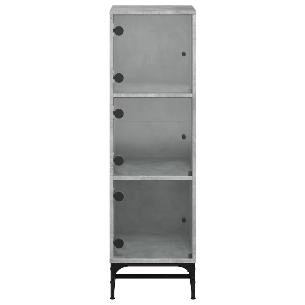 vidaXL Ντουλάπι Γκρι Σκυροδέματος 35 x 37 x 120 εκ. με Γυάλινες Πόρτες
