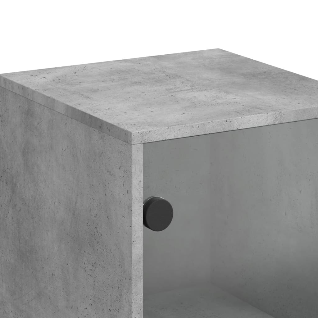 vidaXL Ντουλάπι Γκρι Σκυροδέματος 35 x 37 x 120 εκ. με Γυάλινες Πόρτες
