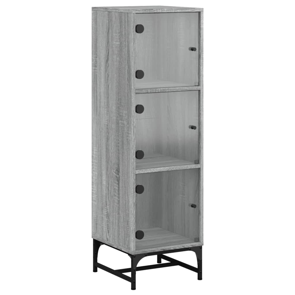 vidaXL Ντουλάπι Γκρι Sonoma 35x37x120 εκ. με Γυάλινες Πόρτες