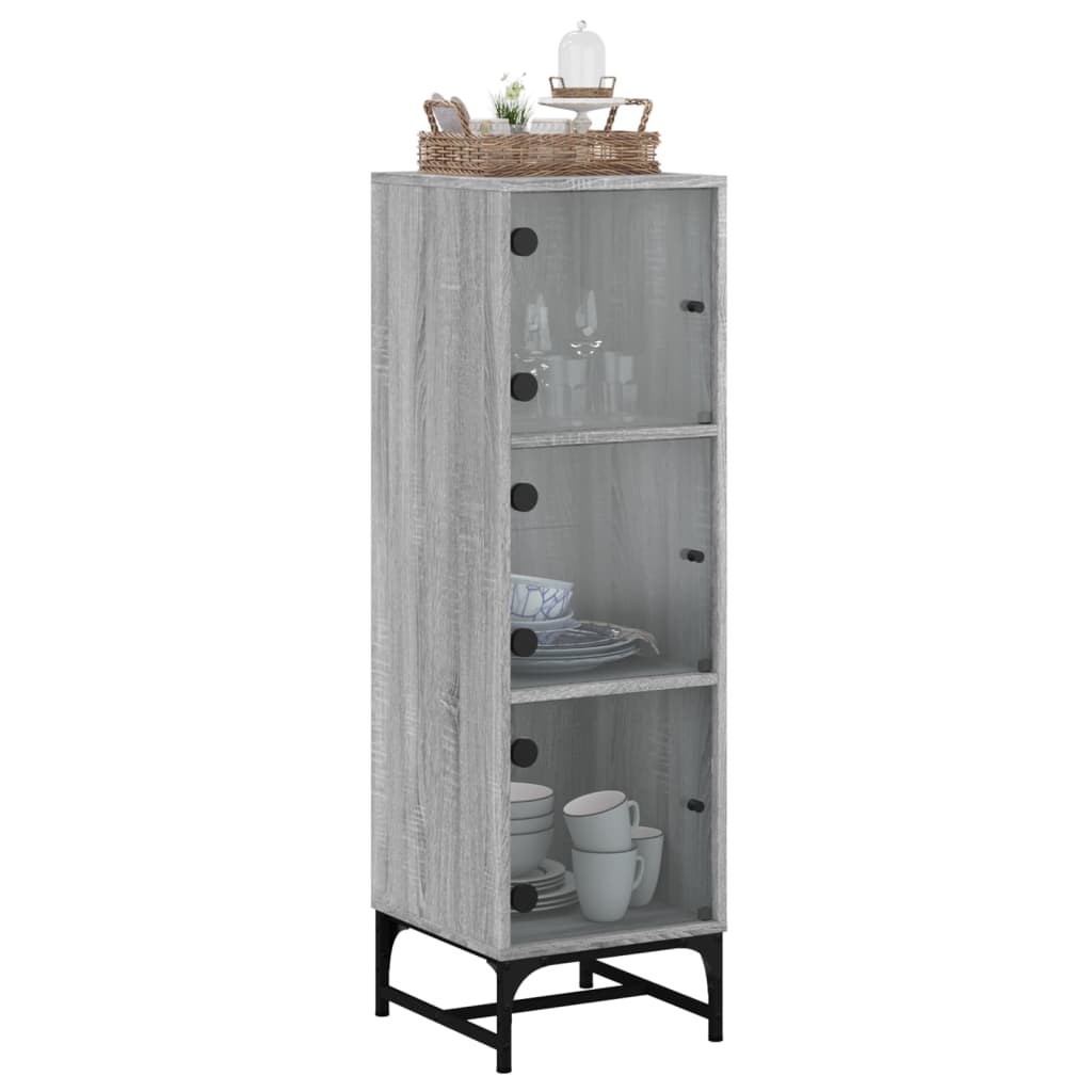 vidaXL Ντουλάπι Γκρι Sonoma 35x37x120 εκ. με Γυάλινες Πόρτες