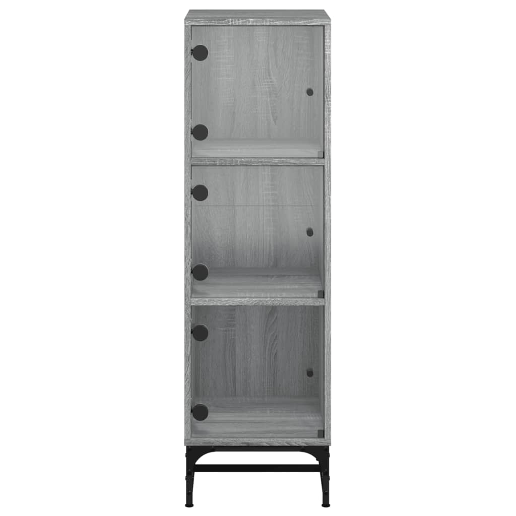 vidaXL Ντουλάπι Γκρι Sonoma 35x37x120 εκ. με Γυάλινες Πόρτες
