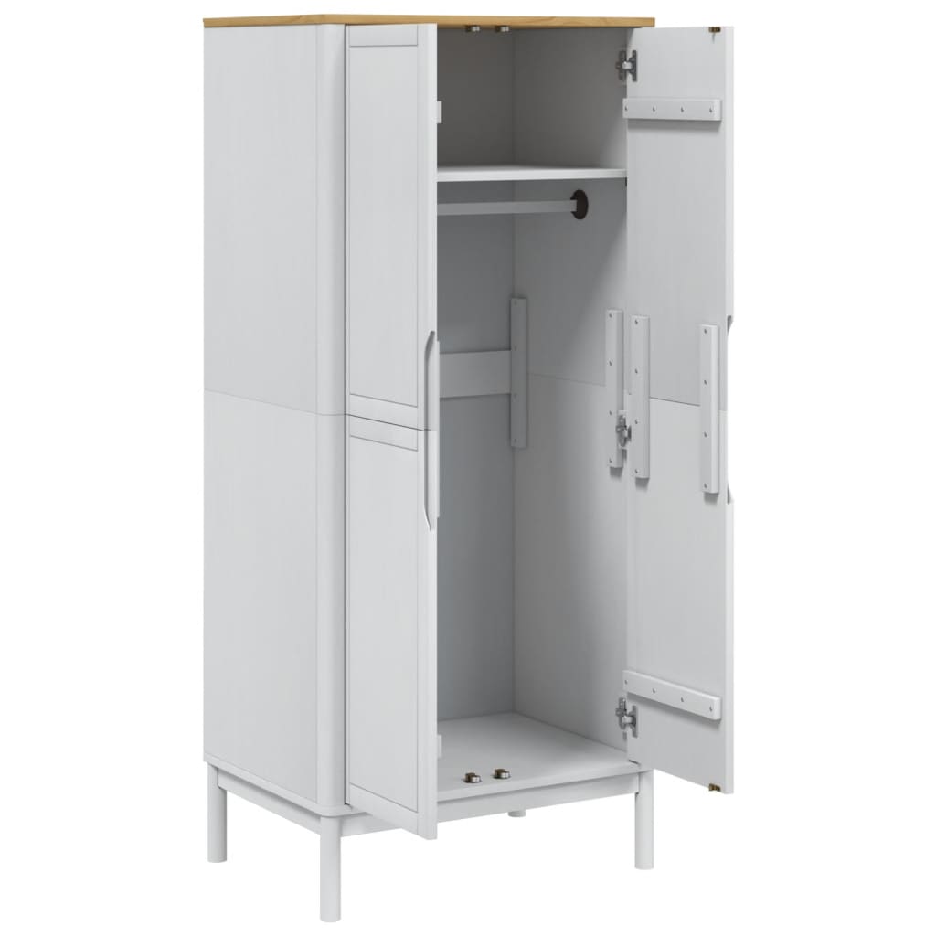 vidaXL Ντουλάπα FLORO Λευκή 77 x 53 x 171 εκ. από Μασίφ Ξύλο Πεύκου