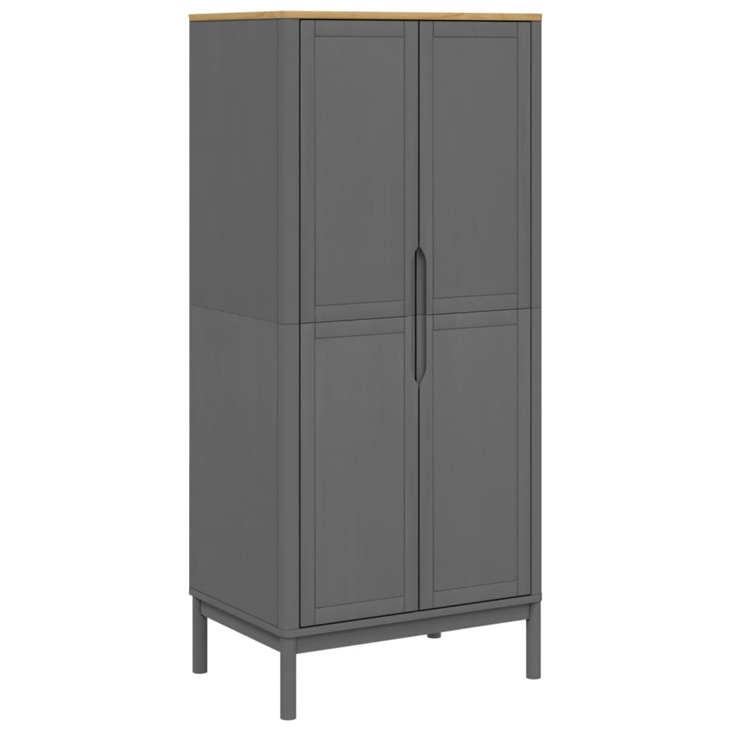 vidaXL Ντουλάπα FLORO Γκρι 77 x 53 x 171 εκ. από Μασίφ Ξύλο Πεύκου