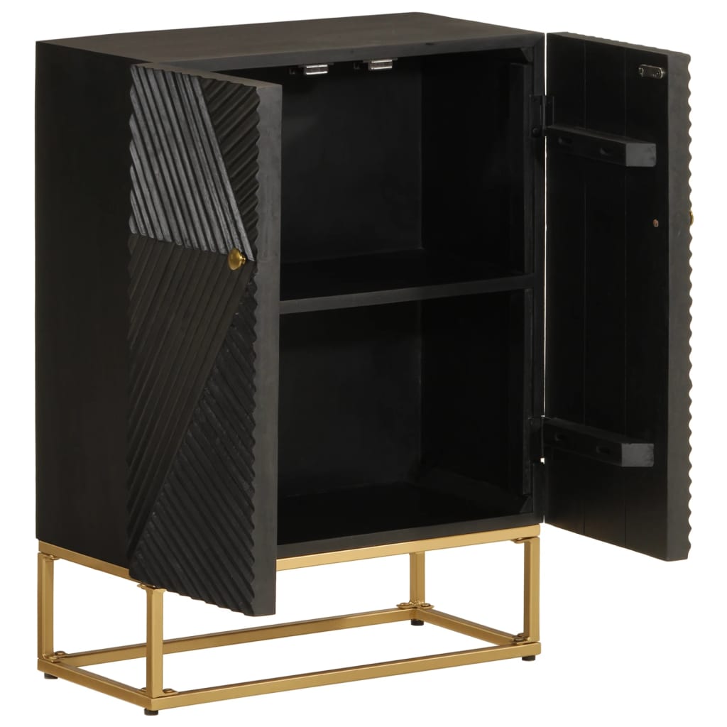 vidaXL Ντουλάπι Μαύρο 55x30x76 εκ. από Μασίφ Ξύλο Μάνγκο και Σίδηρο