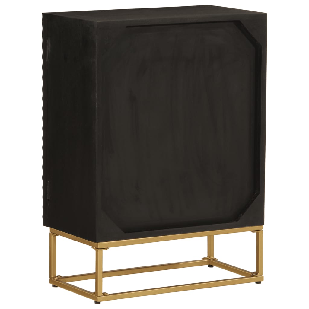 vidaXL Ντουλάπι Μαύρο 55x30x76 εκ. από Μασίφ Ξύλο Μάνγκο και Σίδηρο