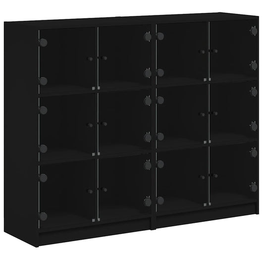 vidaXL Βιβλιοθήκη με Πόρτες Μαύρη 136x37x109 εκ. Επεξ. Ξύλο